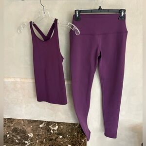 2-piece Alo Yoga Plum Tank Top with Leggings Set